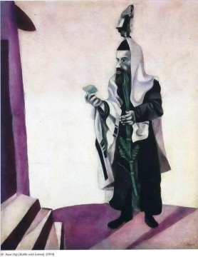 Marc Chagall Painting - Fiesta del rabino con limón contemporáneo Marc Chagall